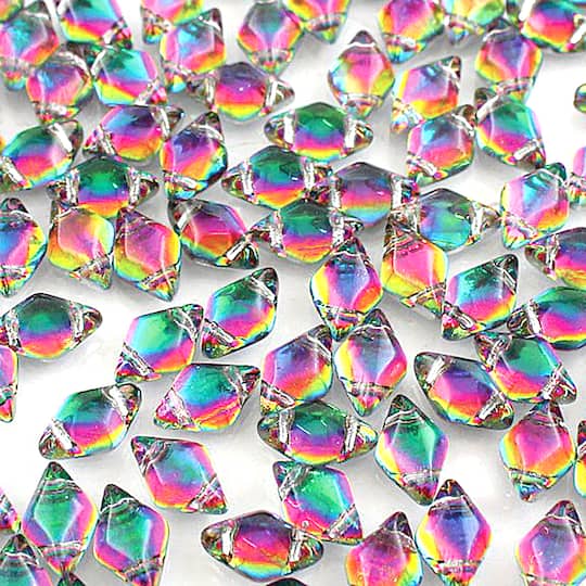 GemDUO&#x2122; 8mm 2-Hole Czech Glass Diamond Beads